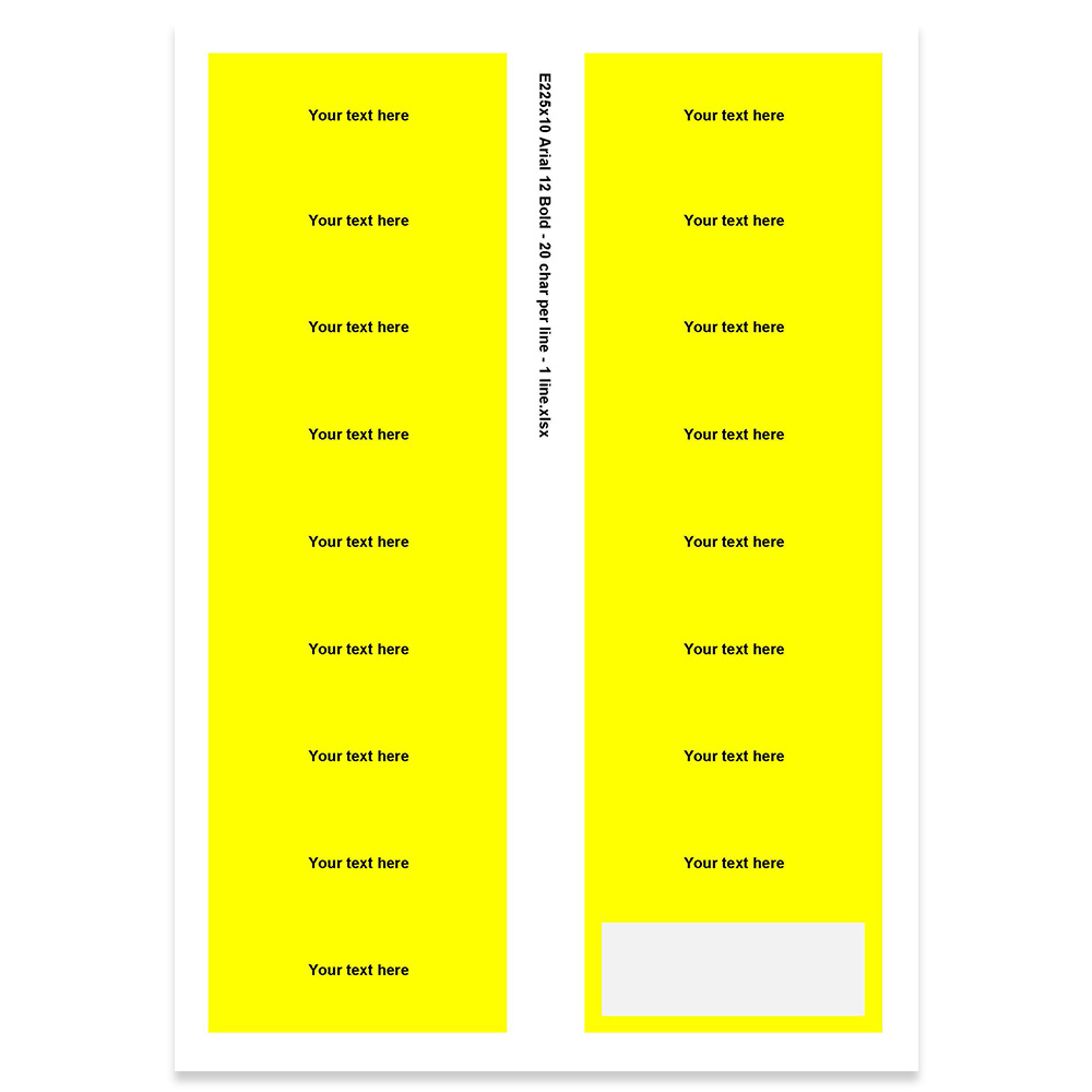 E225310 - 1 line, Arial 12 max 20 characters