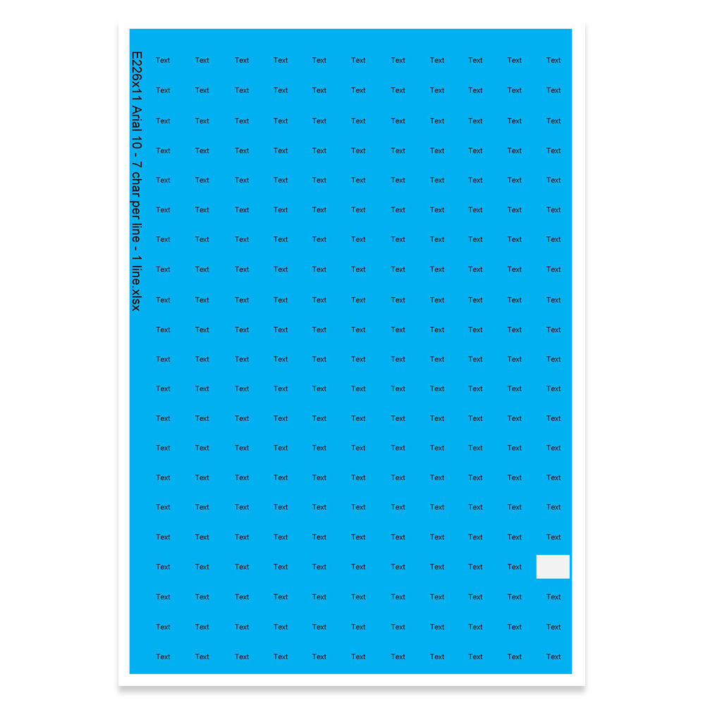 E226211 - 1 line, Arial 10 max 7 characters