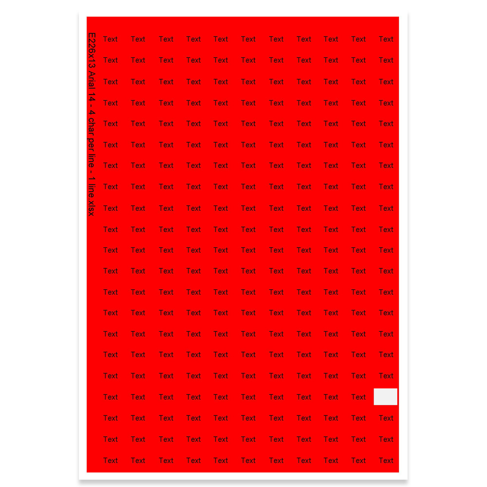 E226013 - 1 line, Arial 14 max 4 characters